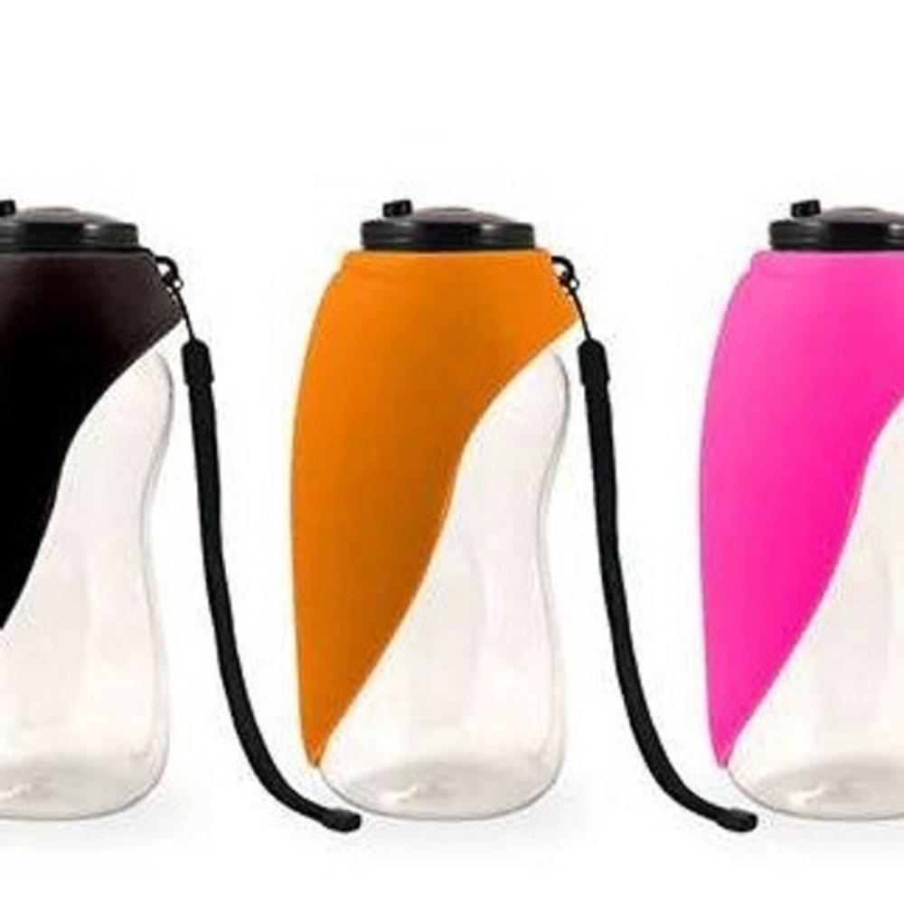 Flipo Fold-A-Bowl Orange Non-Skid Portable Water Bottle 26oz Travel Dispenser